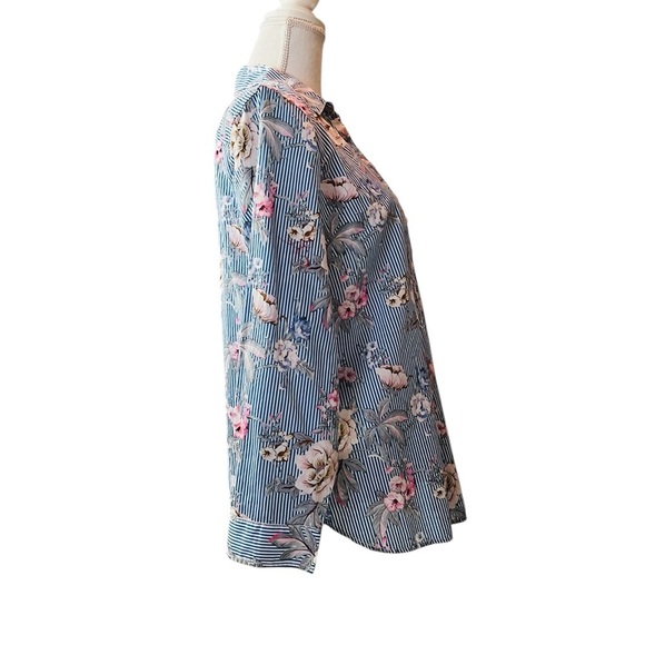 Talbots Blue Long Sleeve Notched Collar Button Down Shirt Size Petite Large - Picture 5 of 10